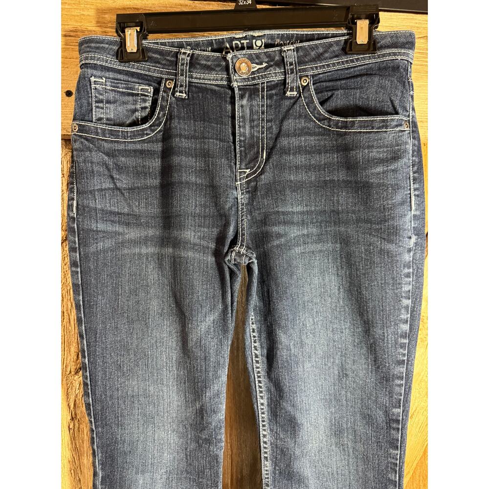 APT. 9 Bootcut Jeans Women's Size 8 Blue Mid Rise Dark Wash 5-Pocket Button Back - Picture 2 of 10
